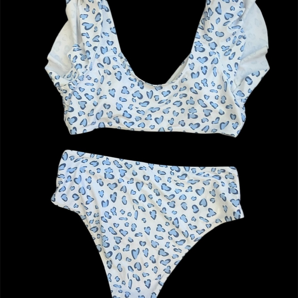Blue and White Leopard Print Bikini Set XL
